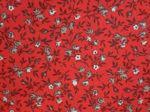 FLORIE PRINT - medium weight cotton fabric BEIGE/RED - Shan's Fabrics